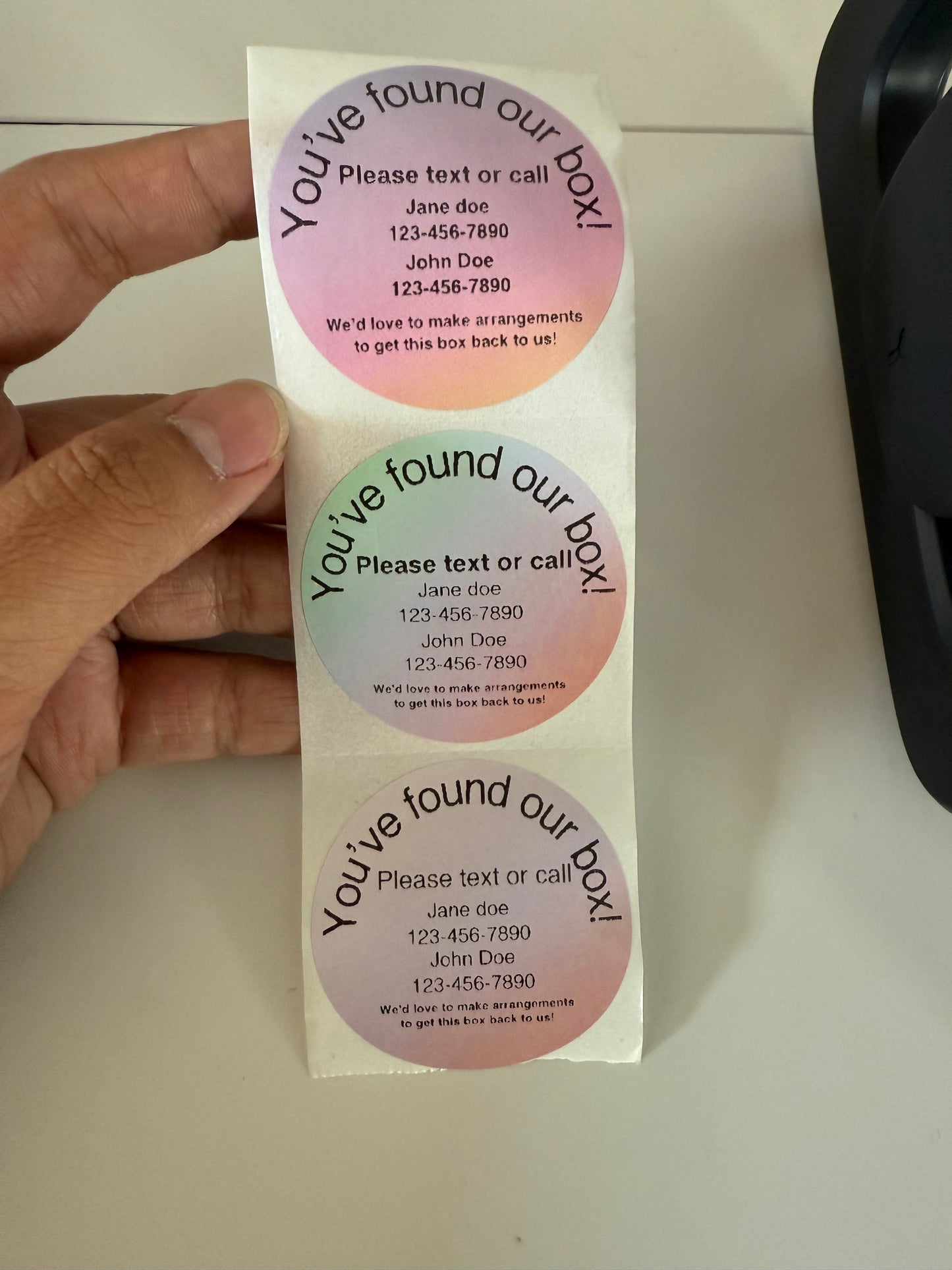 Custom round personalized sticker labels with contact information for shipping boxes — Simply Love LLC